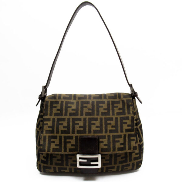 w0046g Fendi Mamma Bucket Shoulder Bag Zucca Canvas Brown