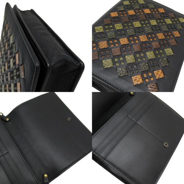 w0239g 6 c Bottega Veneta Intrecciato Leather Chain Wallet Black Multicolor