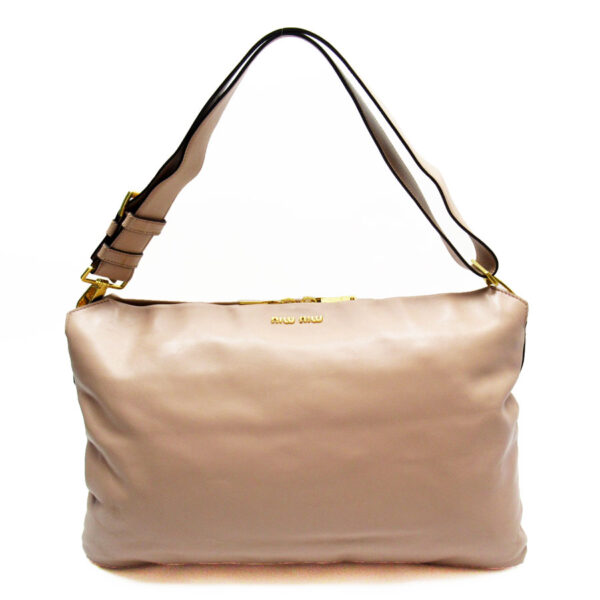 w0328a Miu Miu Shoulder Bag Leather Pink Beige