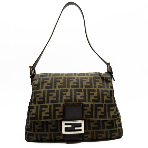 w0382i Fendi Mamma Bucket Shoulder Bag Zucca Canvas Brown