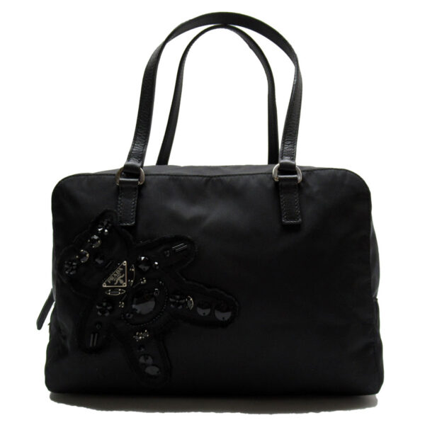 w0415a Prada Handbag Nylon Leather Black