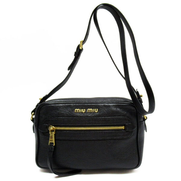 w0444a Miu Miu Crossbody Shoulder Bag Leather Black