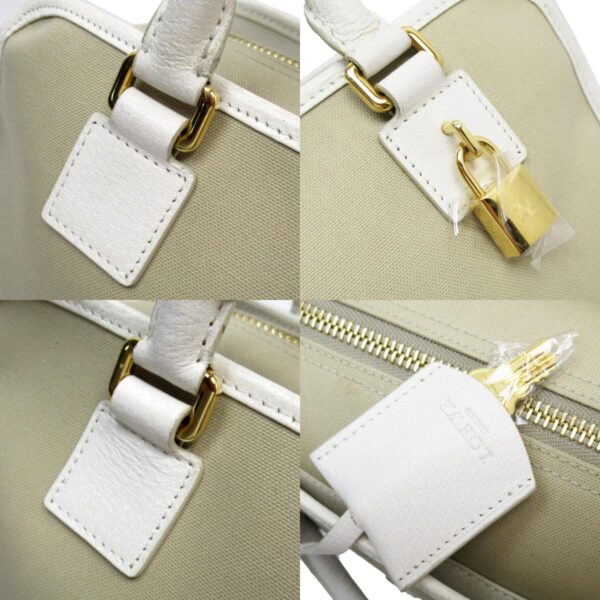 w0584a 5 c Loewe Amazona 36 Canvas Leather Handbag Beige White