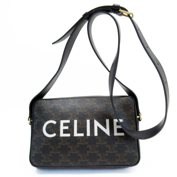 w0617a Celine Triomphe Messenger Bag Shoulder Bag Leather Black