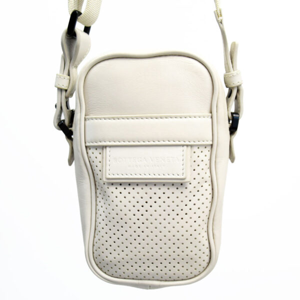 w0618a 2 Bottega Veneta Leather Canvas Crossbody Shoulder Bag Ivory