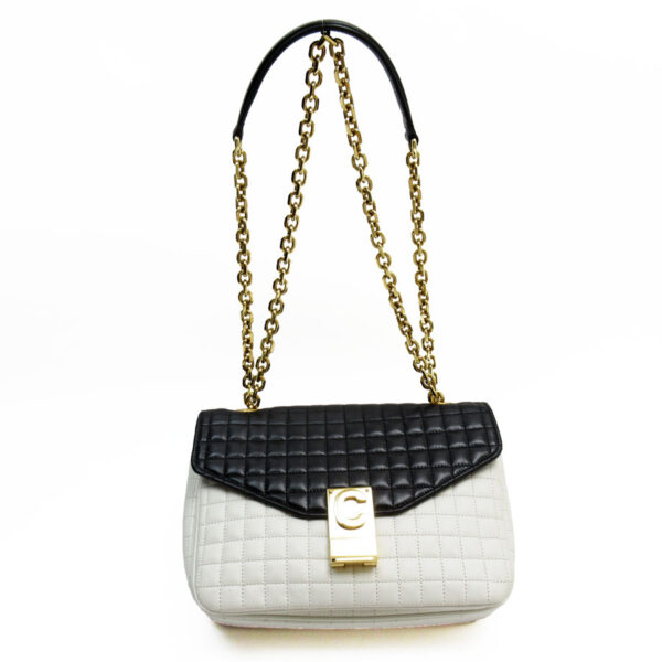 w0669a Celine Medium C Shoulder Bag Leather White Black