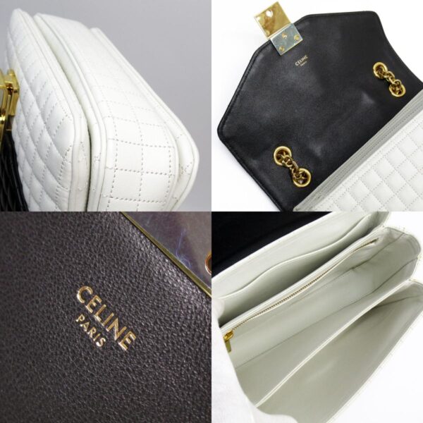 w0669a 7 c Celine Medium C Shoulder Bag Leather White Black