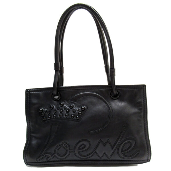 w0711a Loewe Leather Shoulder Bag Black