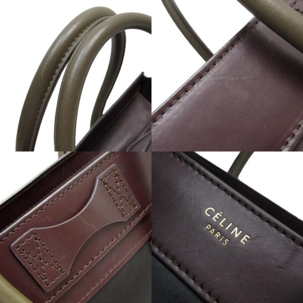 w0722a 2 c Celine Luggage Micro Shopper Shoulder Bag Leather Black Burgundy Khaki