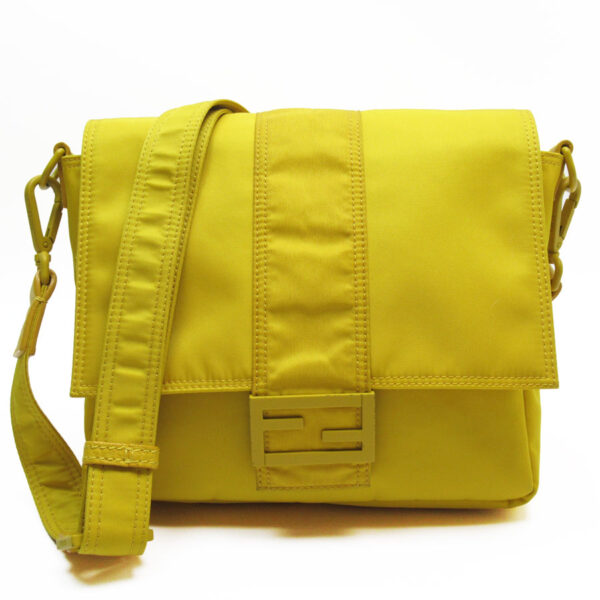 w0723a Fendi Baguette Messenger Crossbody Shoulder Bag Nylon Yellow