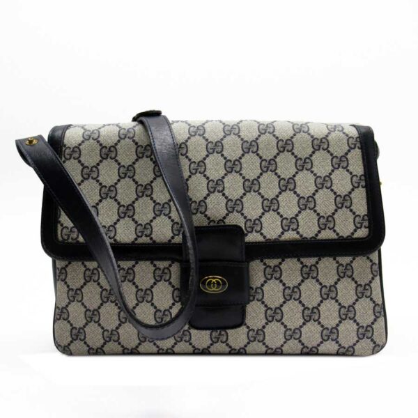 x3112 Gucci GG Leather Crossbody Shoulder Bag Gray Black