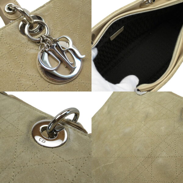 x3143 2 Christian Dior Lady Dior Shoulder Bag Suede Beige