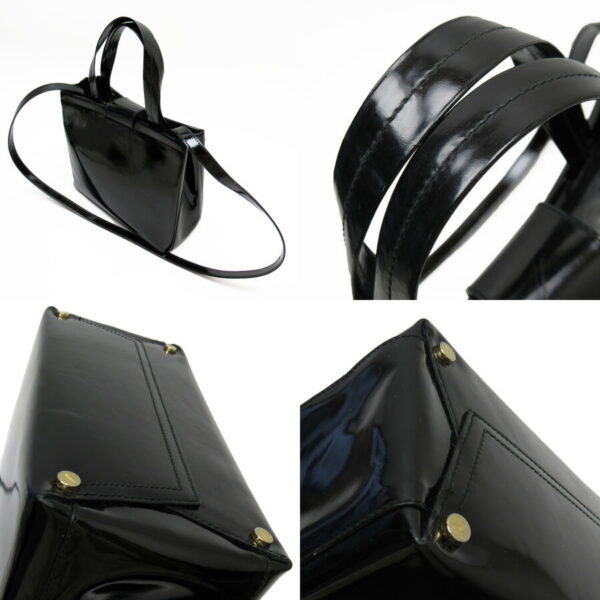 x3183e 1 Salvatore Ferragamo Patent Leather Shoulder Bag Black