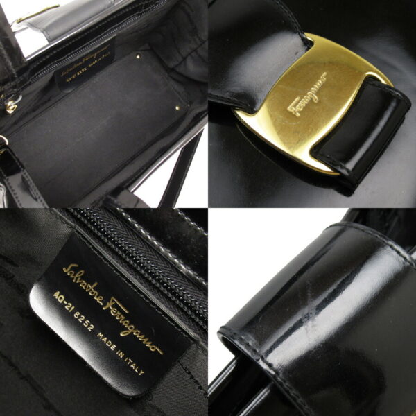 x3183e 2 Salvatore Ferragamo Patent Leather Shoulder Bag Black