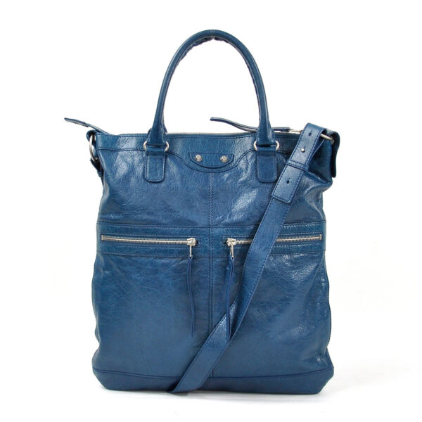 x3186e Balenciaga Leather 2Way Bag Blue