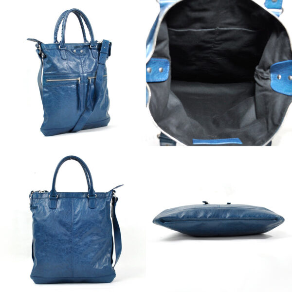 x3186e 1 Balenciaga Leather 2Way Bag Blue