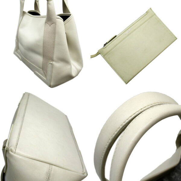 x3190 1 Balenciaga Leather Canvas Tote Bag Off White