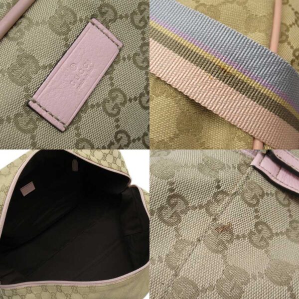 x3258a 2 Gucci GG Canvas Leather Shoulder Bag Beige Pink Blue