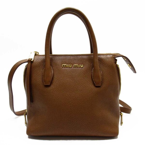 x3266a Miu Miu Handbag Crossbody Shoulder Bag 2Way Leather Brown