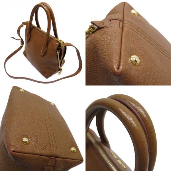 x3266a 1 Miu Miu Handbag Crossbody Shoulder Bag 2Way Leather Brown