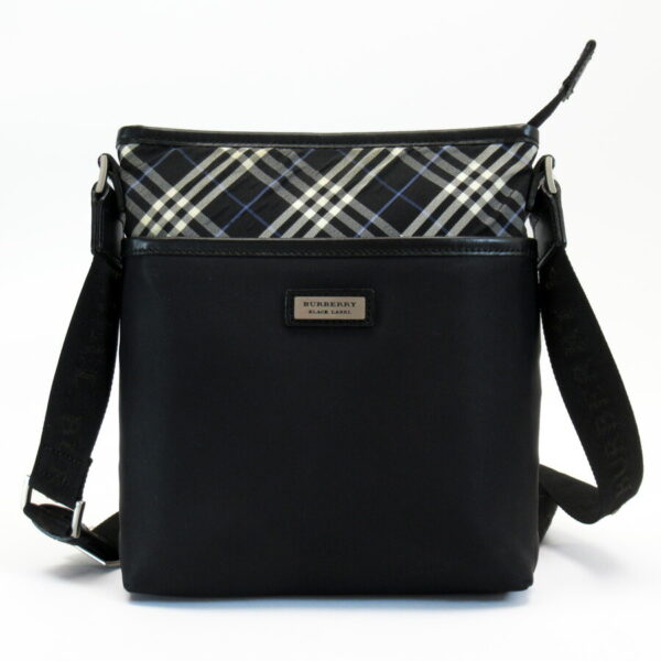 x3385 Burberry Check Nylon Leather Shoulder Bag Black