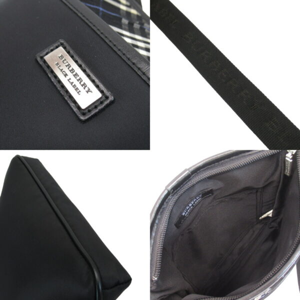 x3385 1 Burberry Check Nylon Leather Shoulder Bag Black