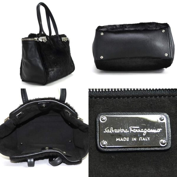 y14927a 1 Salvatore Ferragamo Gancini Haraco Leather Shoulder Bag Black