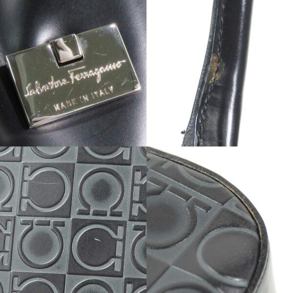 y15119f 2 Salvatore Ferragamo Leather Shoulder Bag Black