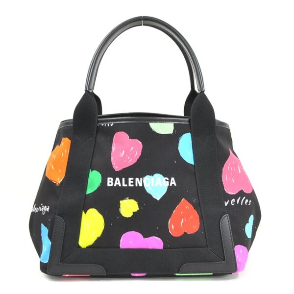 y15235a Balenciaga Canvas Leather Tote Bag Black Multicolor