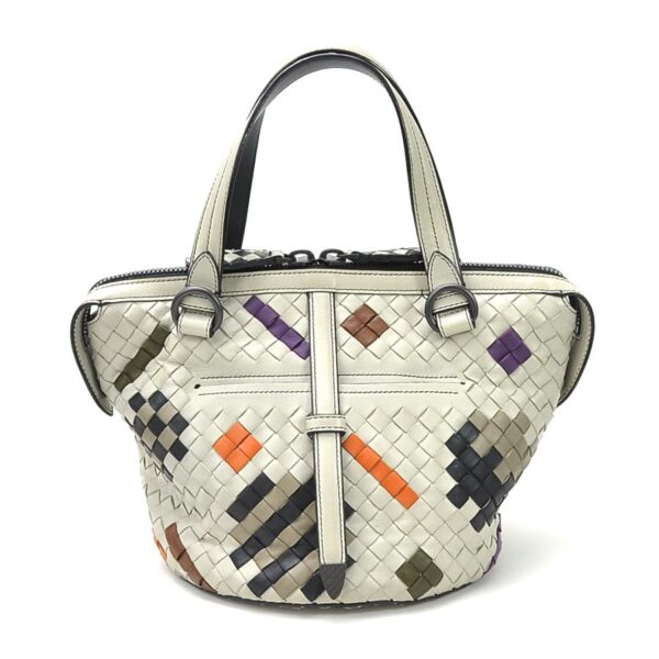 y15239a Bottega Veneta Intrecciato Leather 2Way Bag Gray Multicolor