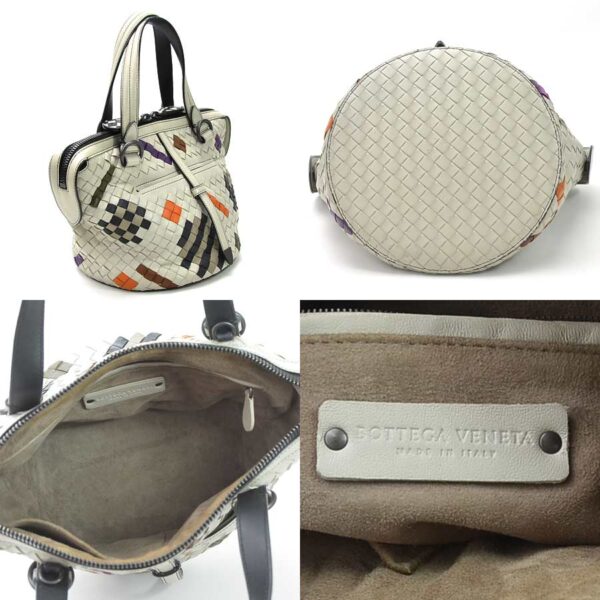 y15239a 1 Bottega Veneta Intrecciato Leather 2Way Bag Gray Multicolor