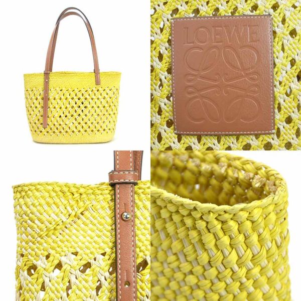 y15376a 2 Loewe Basket Palm Calf Shoulder Bag Tote Bag Small Natural Yellow