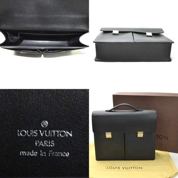 y15418f 4 Louis Vuitton Serviette Kazan Taiga Leather Business Bag Black