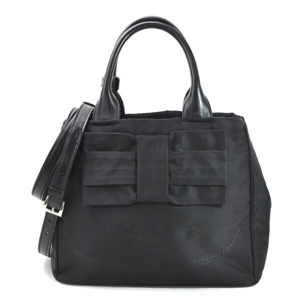 y15550a Prada Nylon Leather 2Way Bag Black