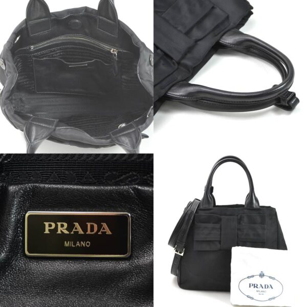 y15550a 4 Prada Nylon Leather 2Way Bag Black