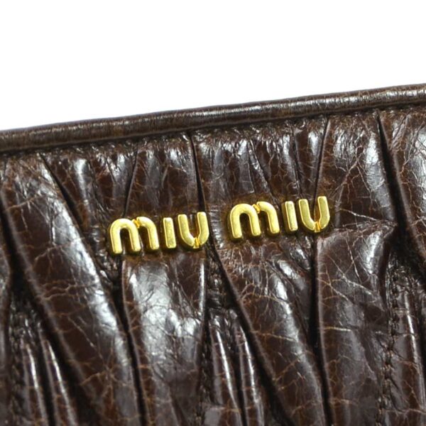 y15557f 3 Miu Miu Clutch Bag Matelasse Leather Brown