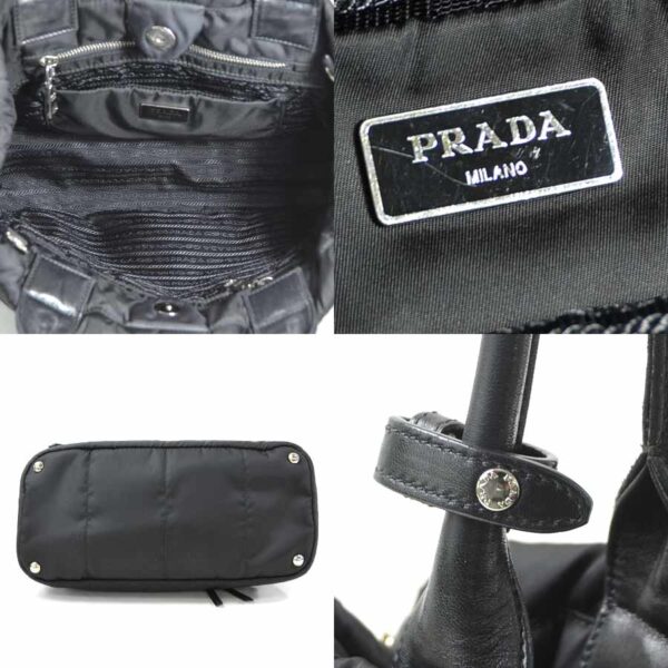 y15661g 4 Prada Bomber Nylon Leather 2Way Bag Black