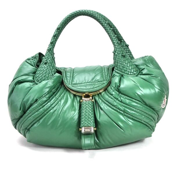 y15663a Fendi x Moncler Spy Bag Handbag Nylon Leather Green