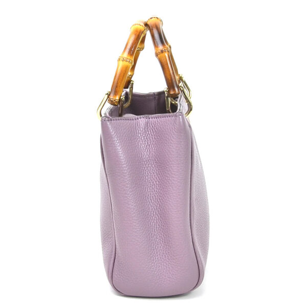 y15766a 1 Gucci Bamboo Leather Crossbody Shoulder Bag Purple