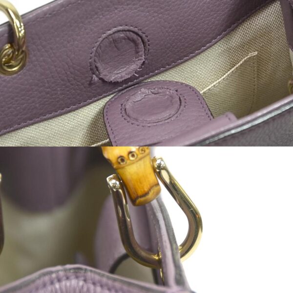 y15766a 3 Gucci Bamboo Leather Crossbody Shoulder Bag Purple