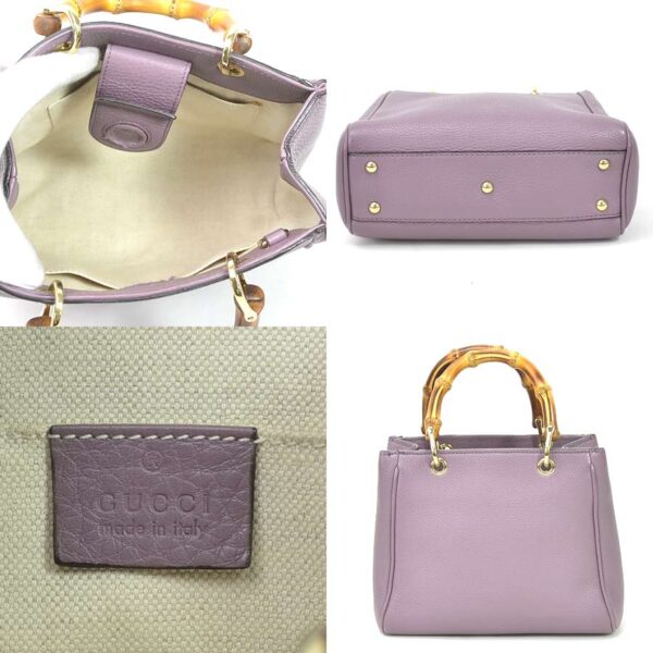 y15766a 4 Gucci Bamboo Leather Crossbody Shoulder Bag Purple