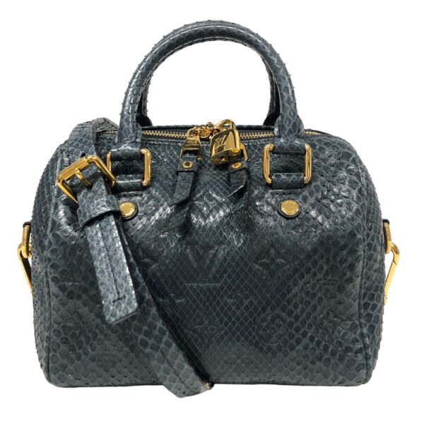 z0001237 1 Louis Vuitton Speedy Bandouliere Python Handbag Blue