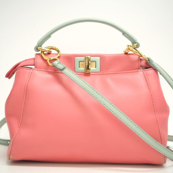 z0002367 1 Fendi Mini Peekaboo 2Way Handbag Pink