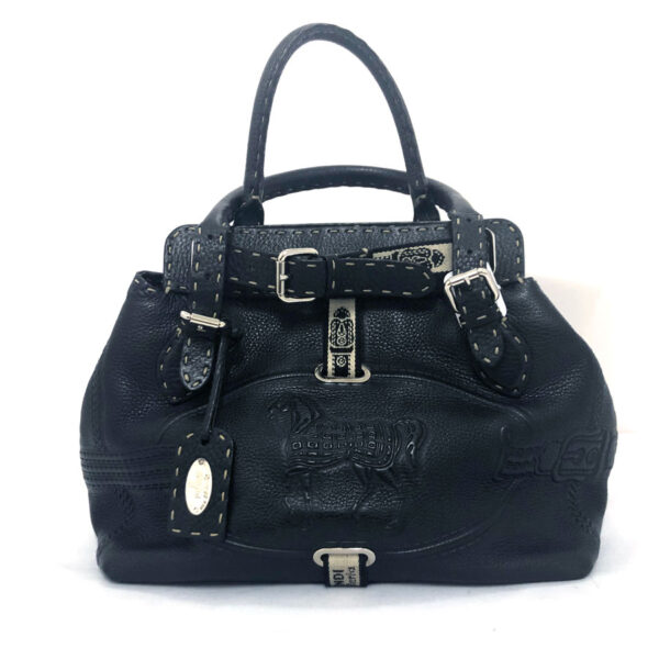 z0003 1 Fendi Selleria Handbag Leather Black