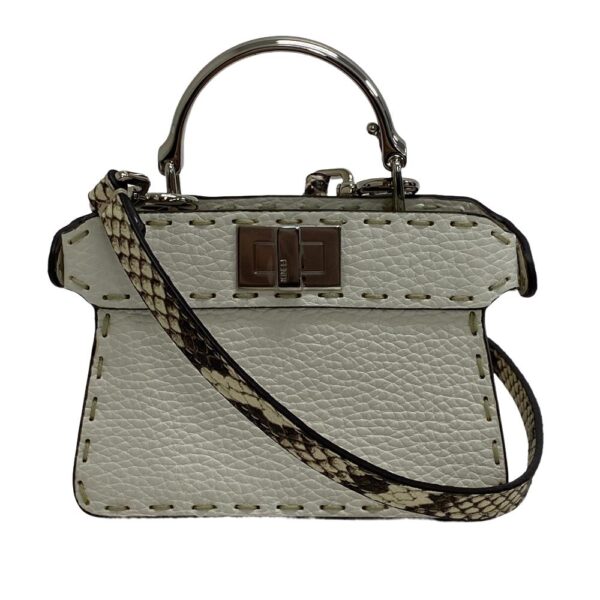 z0004606 1 Fendi Peekaboo Selleria Micro 2Way Shoulder Bag White