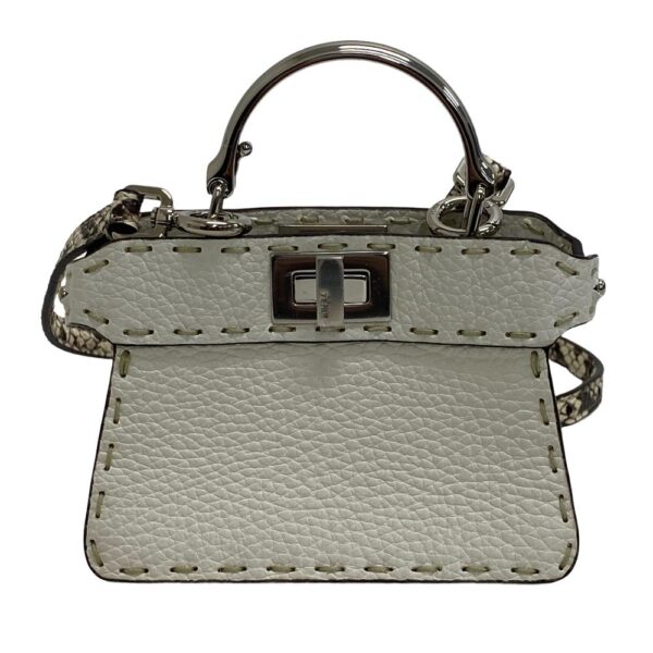 z0004606 2 Fendi Peekaboo Selleria Micro 2Way Shoulder Bag White