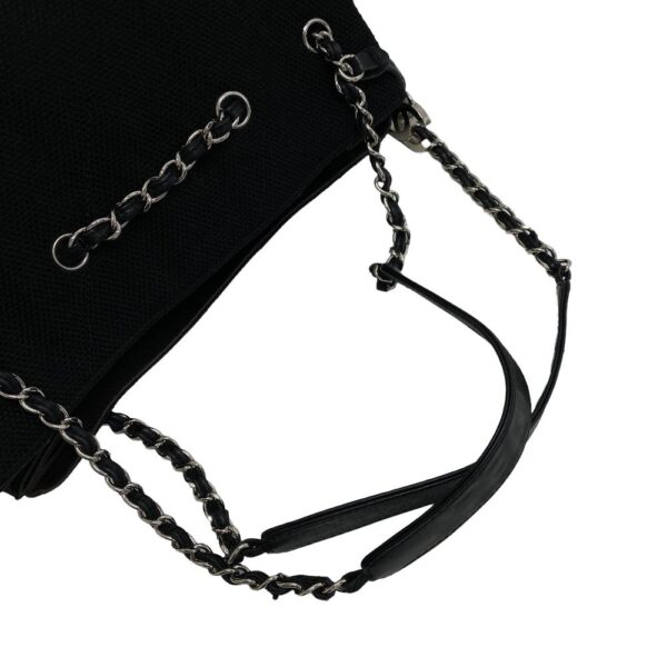 z0004612 7 Chanel V Stitch Chevron Chain Tote Bag Black