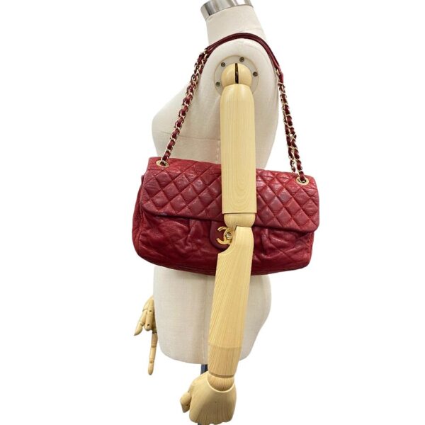 z0005102 14 Chanel Single Flap Double Chain Shoulder Bag Red