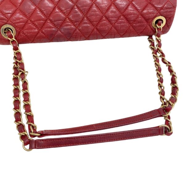 z0005102 7 Chanel Single Flap Double Chain Shoulder Bag Red