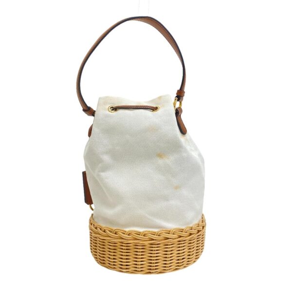 z0005118 2 Prada Wicker Bucket Drawstring Handbag White